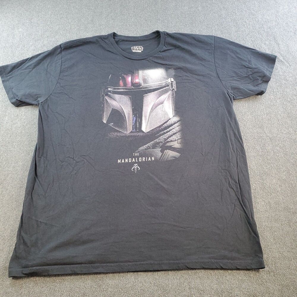 Star Wars Mandalorian T-Shirt Graphic Tee   Size XL Black Men's